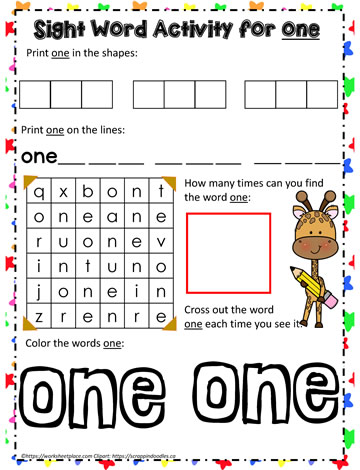 Sight Word one